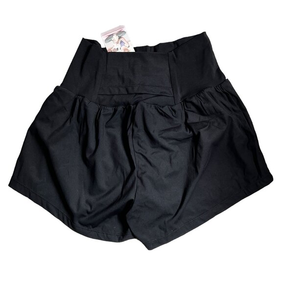 Halara Super High Waisted Yoga Shorts Sz Large Womens Black Back Pocket & Side P - Picture 8 of 8